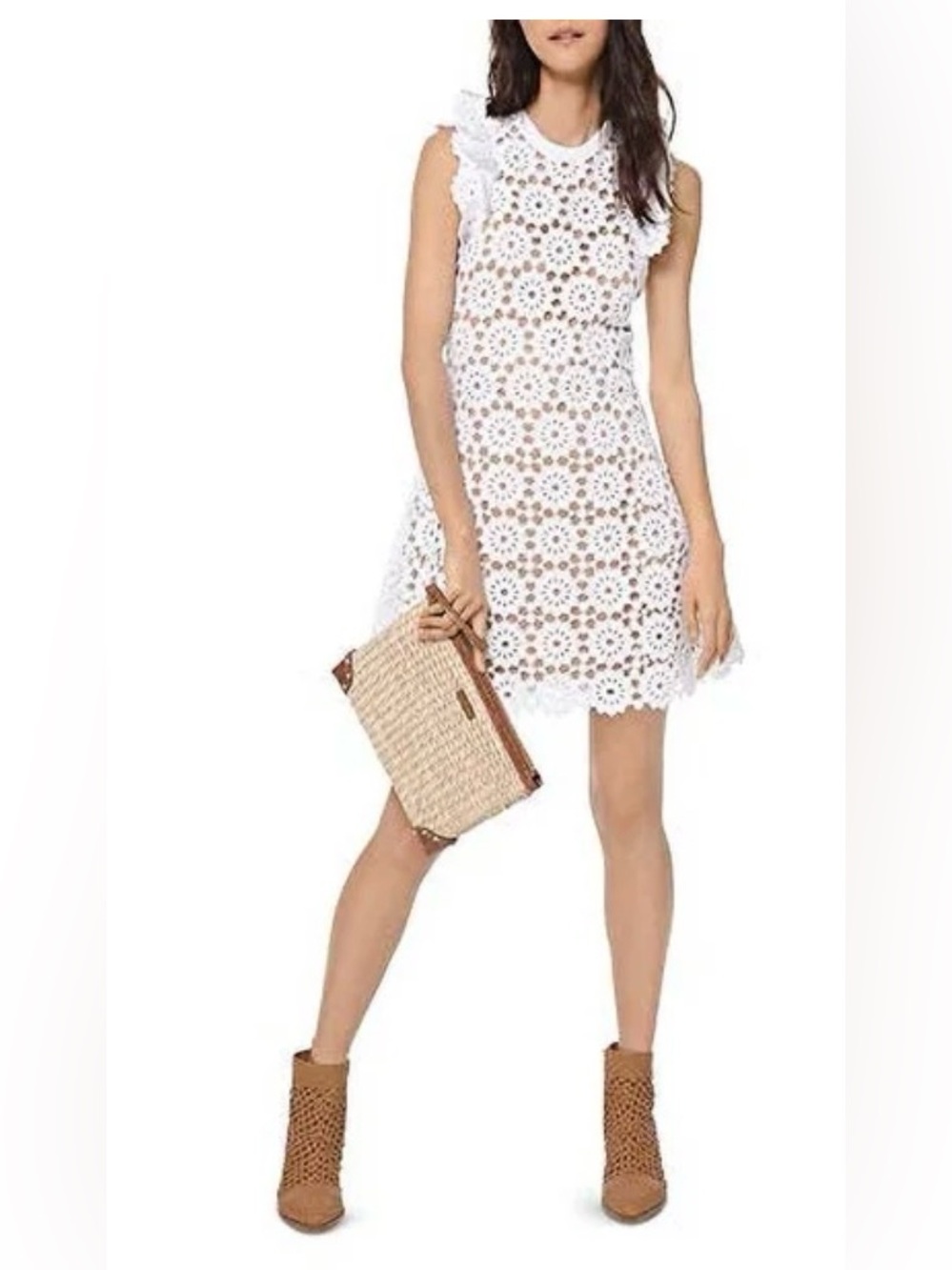 Michael Kors Medallion Floral Lace Crochet Mini Dress NWT